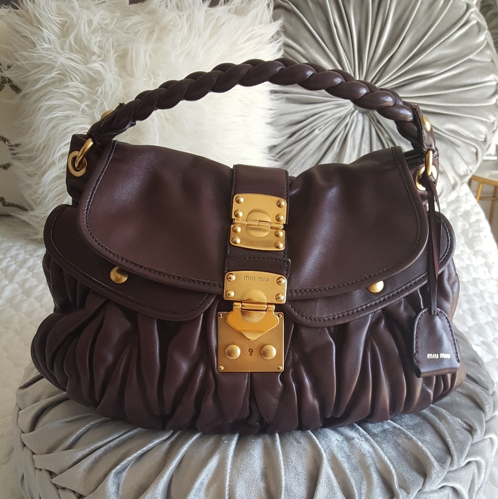 Miu Miu  Matelasse Coffer Burgundy  leather  bag